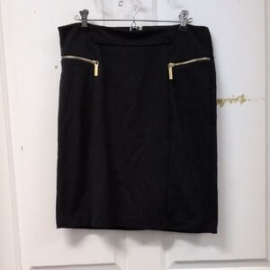 Michael Kors Black Pencil Skirt with Gold Zippers